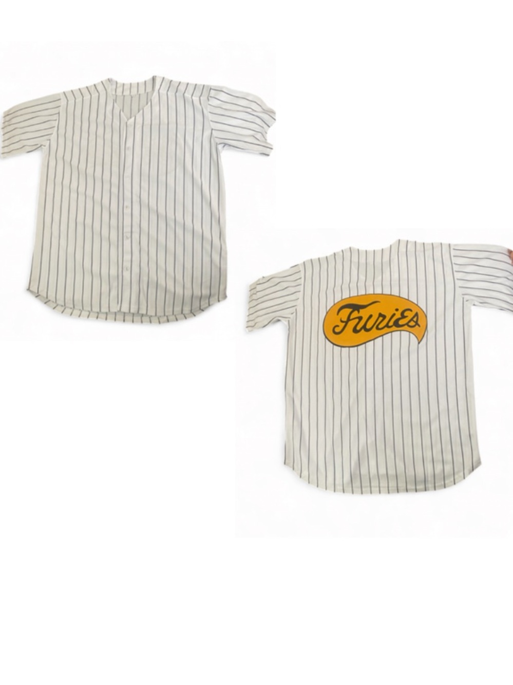 The Warriors Furies White Pinstripe Baseball Jersey Costume - Size: L - New